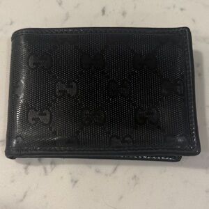 Gucci Black Monogram Leather Bifold Wallet - Designer Style